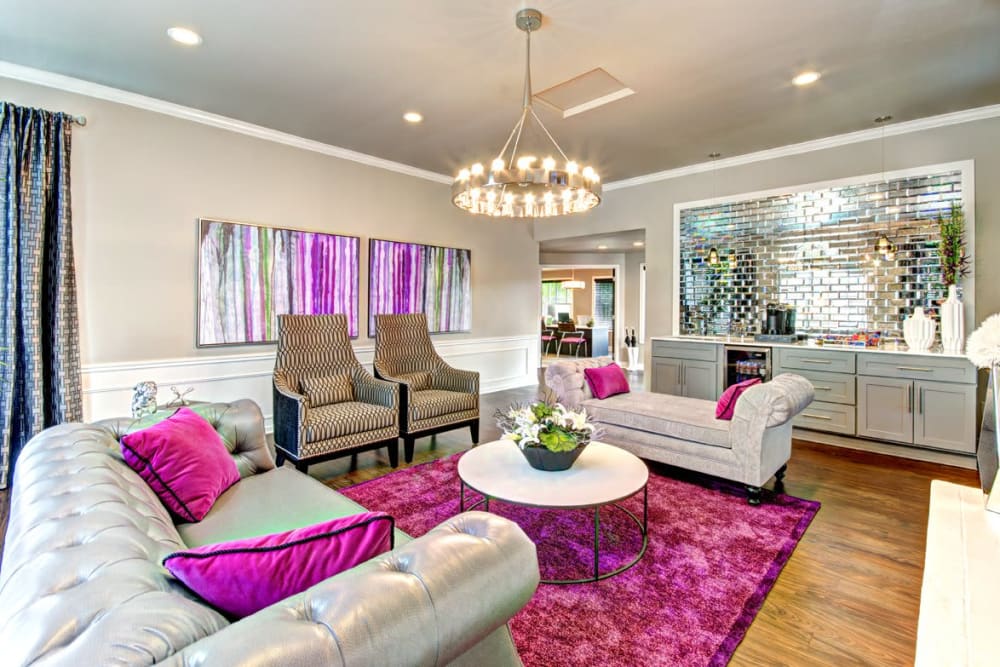 Inside of the stylish and comfortable community clubhouse at Wellington Apartment Homes in Silverdale, Washington