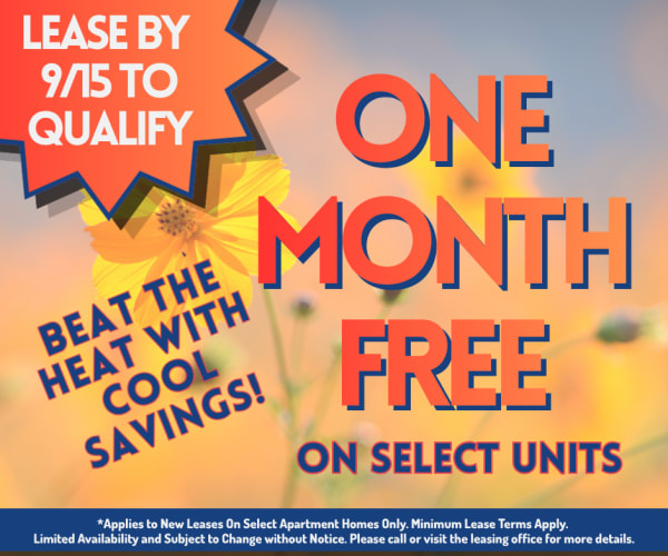 Lavera At Lake Highlands One Month Free on Select units. Discount taken after 1st full months rent.