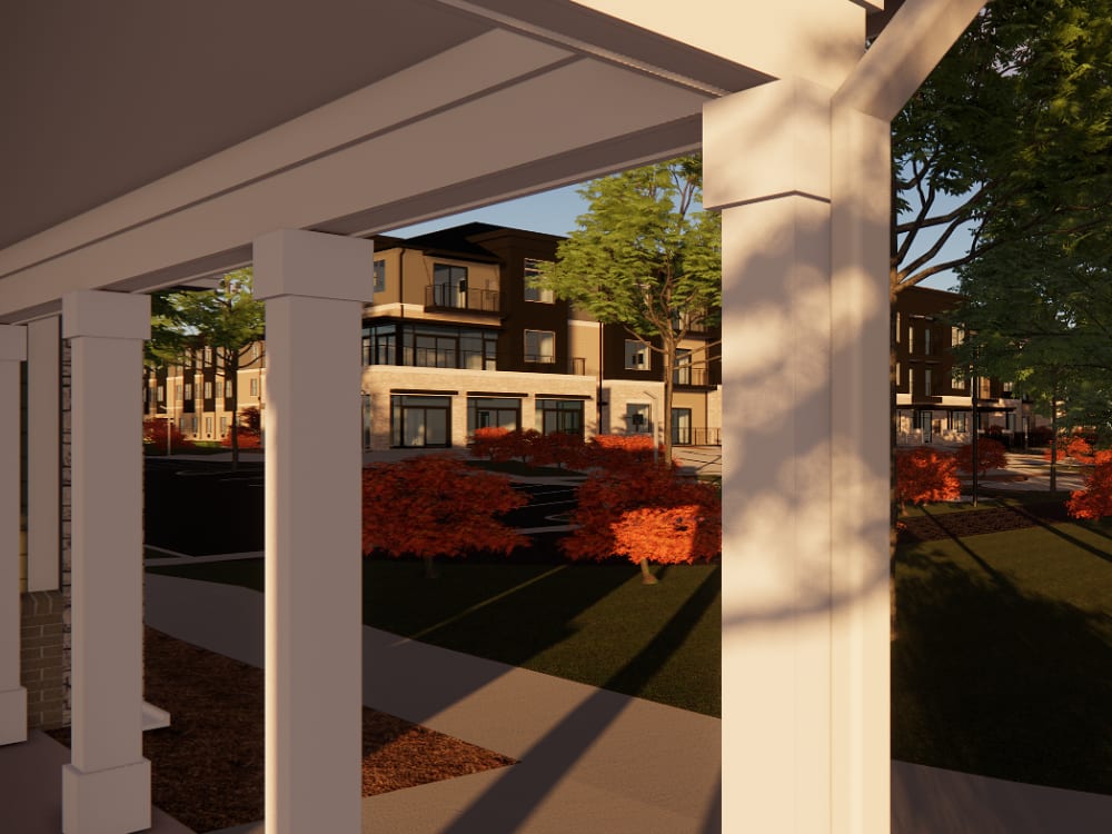 Exterior render of Randall Residence at Gateway Park in Greenfield, Indiana