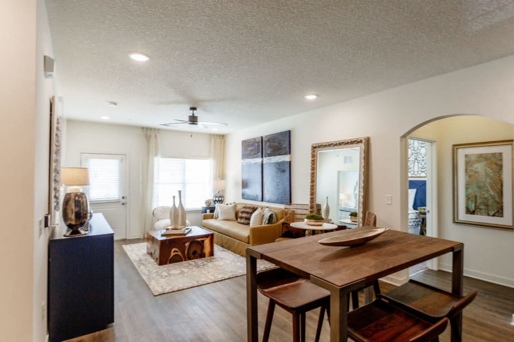 Open-concept living area in a model home at Springfield Apartments in Murfreesboro, Tennessee