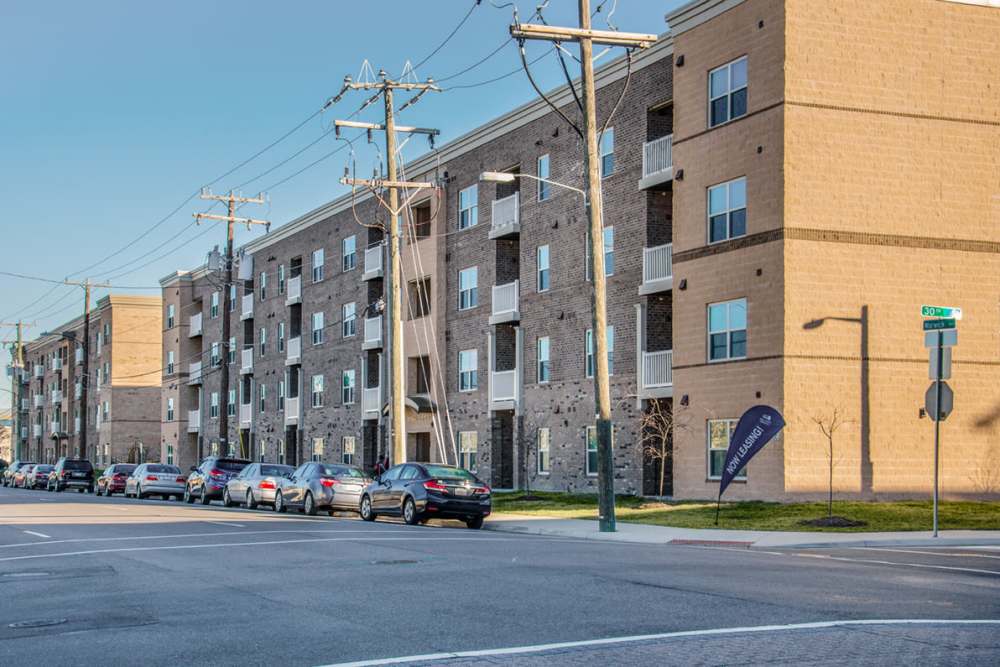 Exterior shot of the apartment building at Brennan Pointe I in Newport News, Virginia