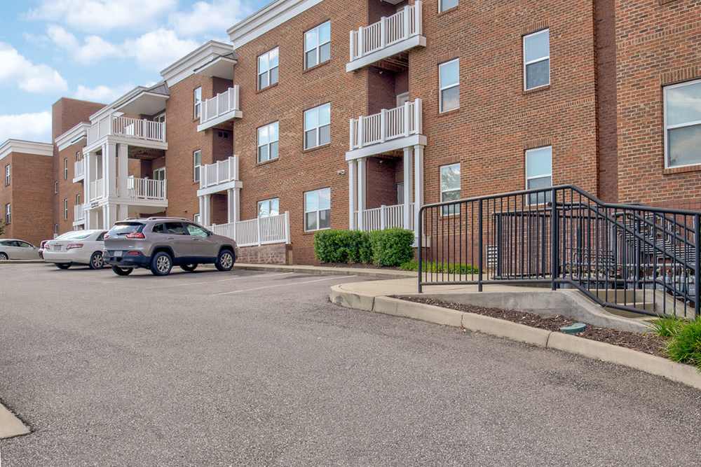 Exterior shot of the building and cars parked in front of it at City View Place in Richmond, Virginia