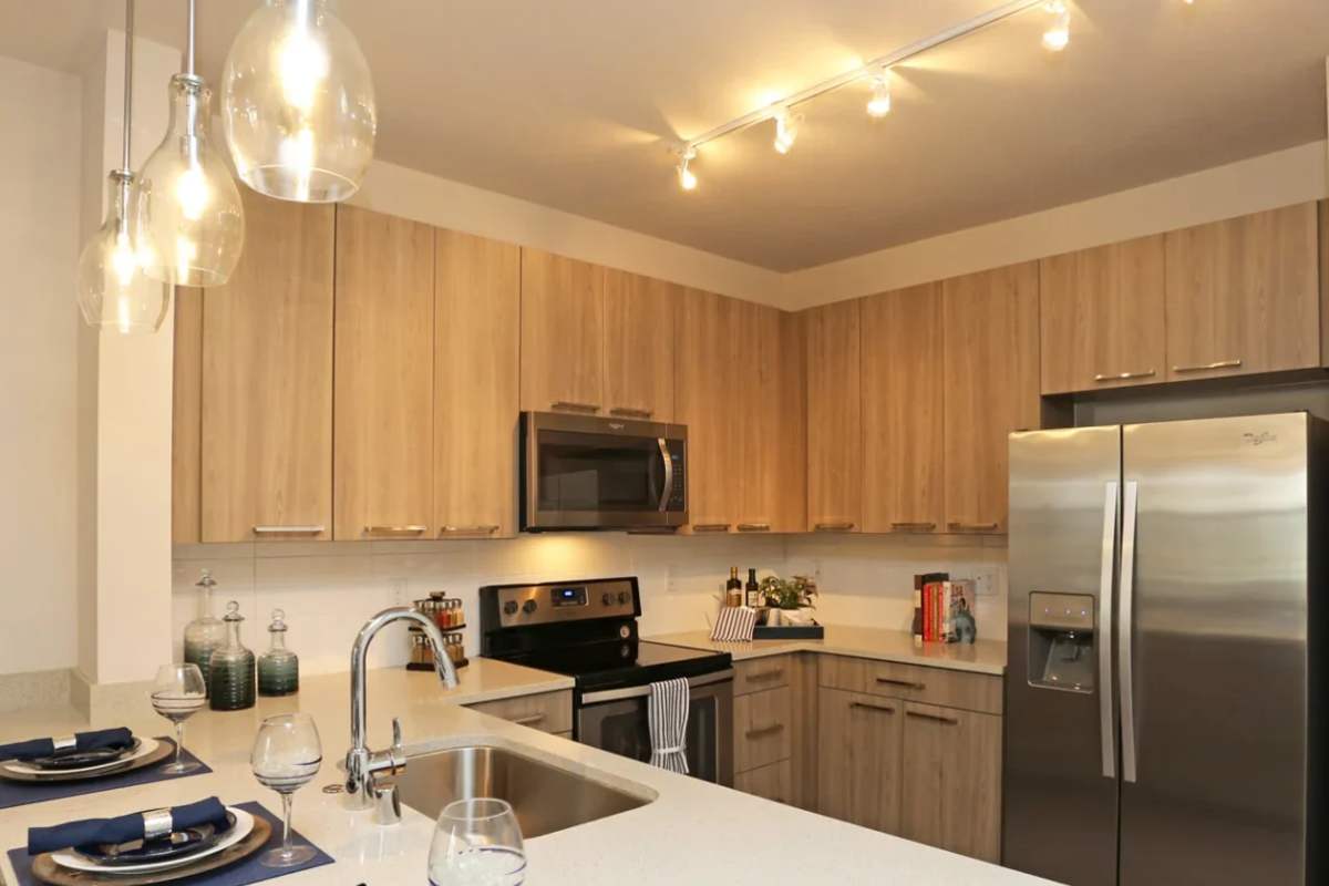Kitchen with stainless steel appliances at Mayfair Reserve in Wauwatosa, Wisconsin