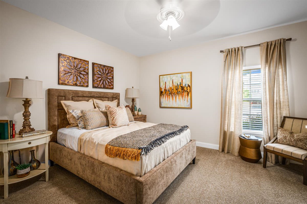 Plush carpeting in a furnished bedroom at Bowman Station in Macon, GeorgiaA