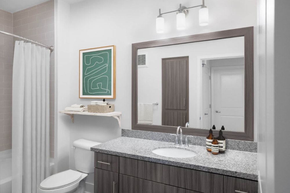 Granite countertop in a model home's bathroom at Cadia Crossing in Gilbert, Arizona