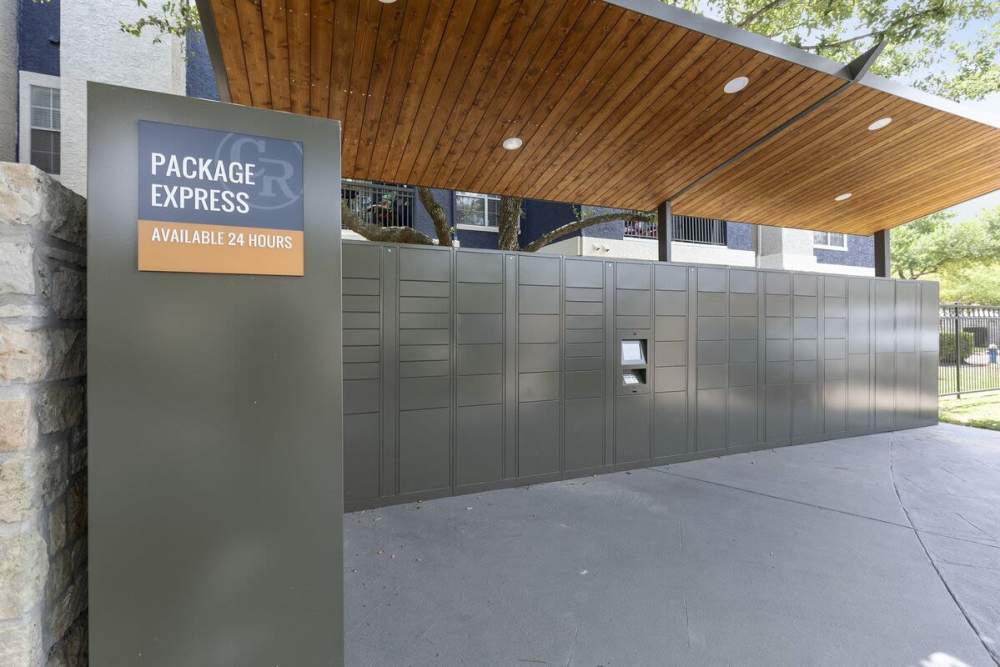 Package lockers at Crossroads Ranch in Houston, Texas