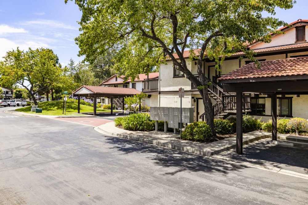 Exterior view of apartments at Ardenwood Forest Rental Condominiums in Fremont, California