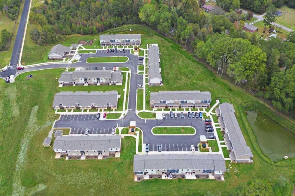 Drone view of apartment at Prior Farms in Madison. GA