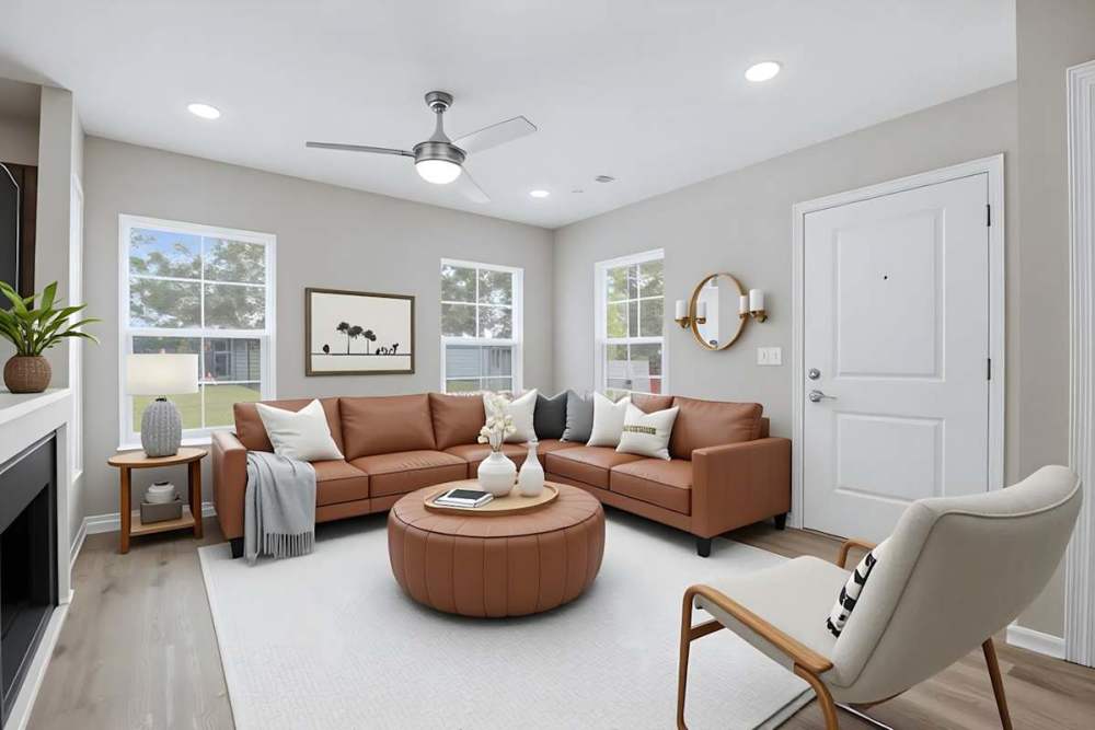 Beautiful living room at Prior Farms in Madison. GA