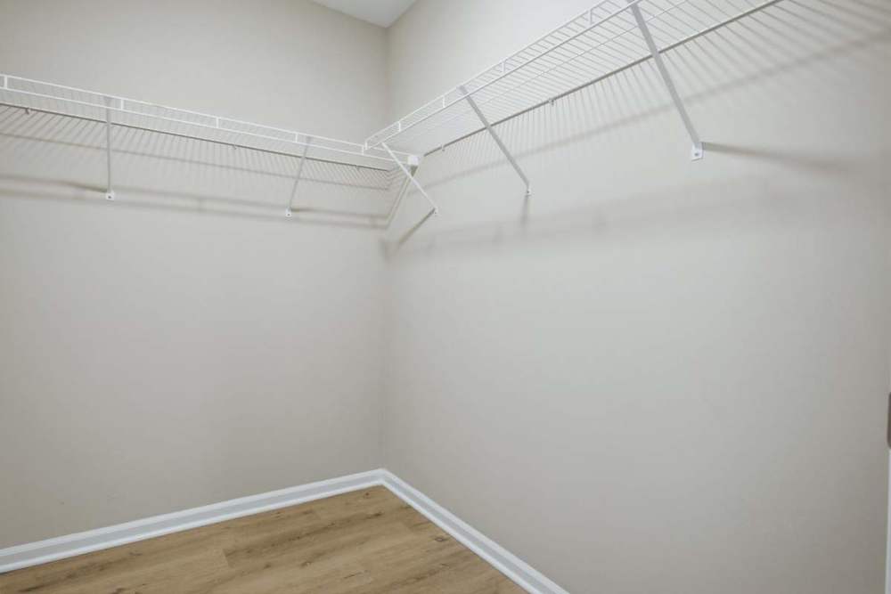 CLoset with wood flooring at Prior Farms in Madison. GA