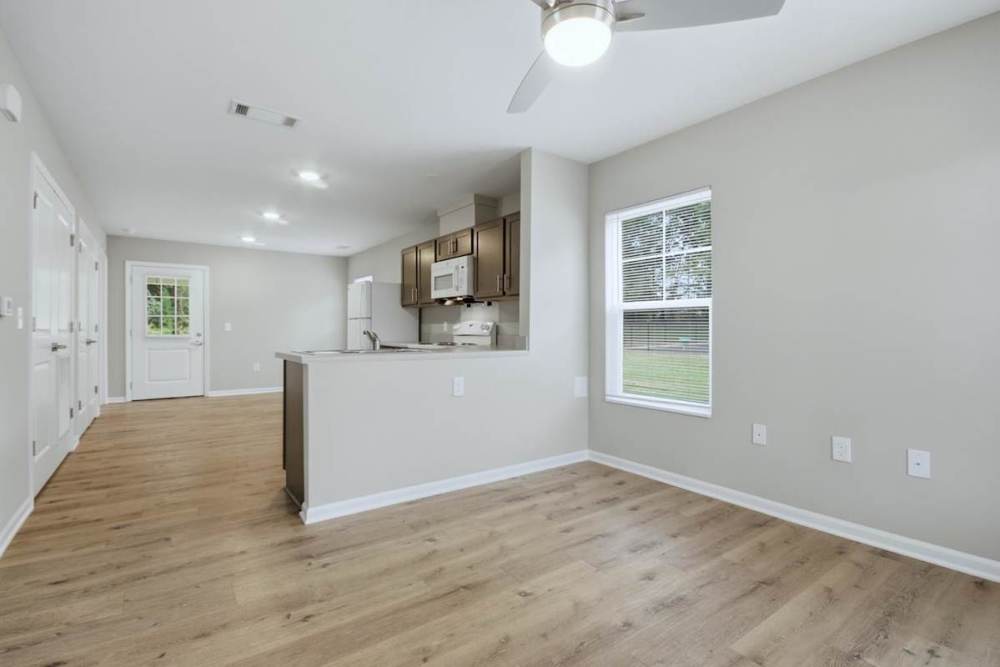 Kitchen with wood flooring at Prior Farms in Madison. GA