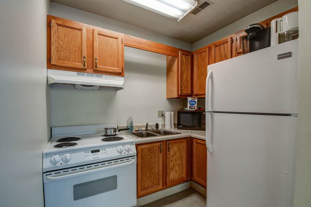 Clubhouse kitchen at Cedar Glen II in Morgantown, West Virginia