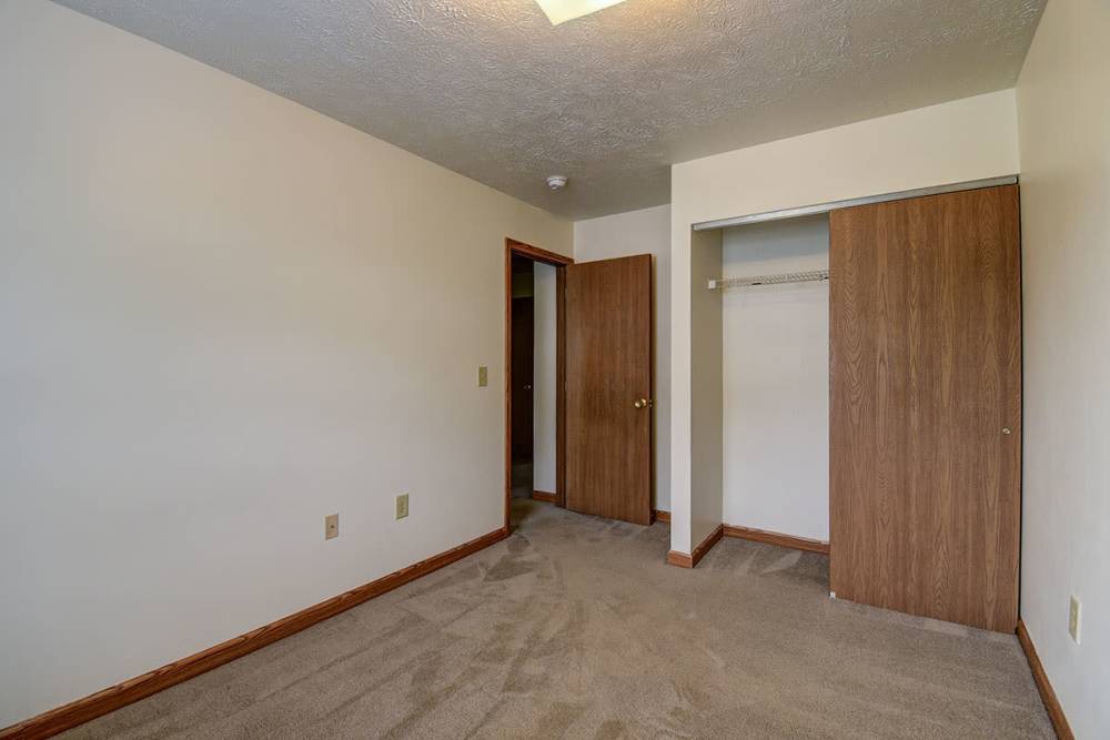 Bedroom with closet space at Greene Gables in Ridgeley, West Virginia
