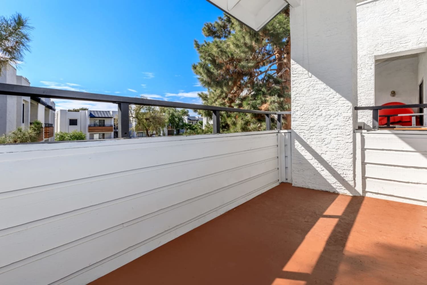 A private patio at Station 21 Apartments in Mesa, Arizona