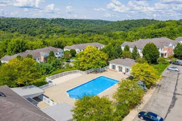 Swimming pool surrounded by residential houses at Ventana Hills in Coraopolis, Pennsylvania