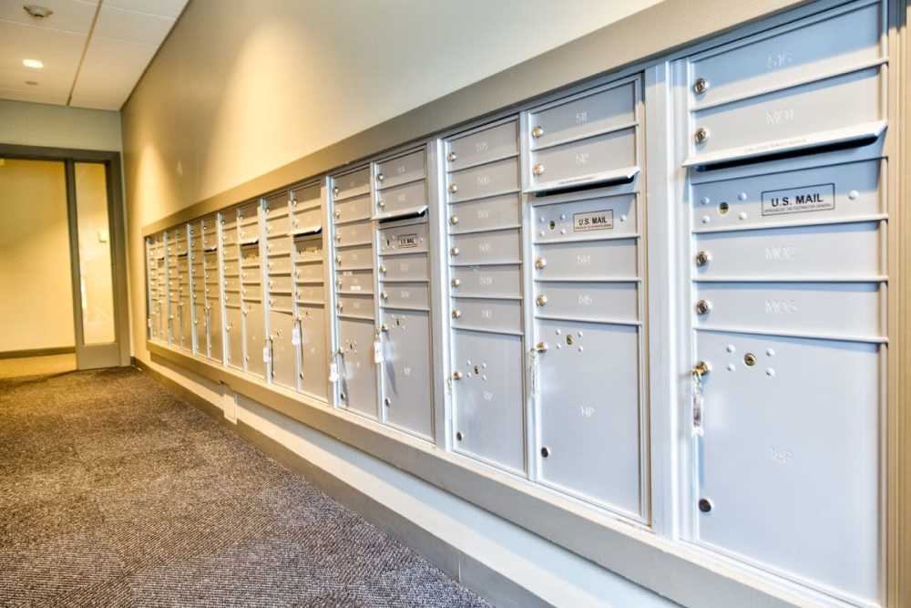 Community mail and parcel area at Gateway North in Lynn, Massachusetts