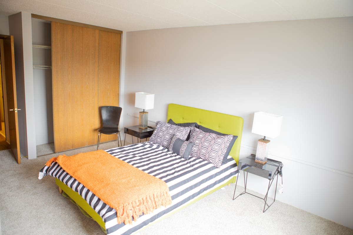 Apartment bedroom at FIT Apartments in Minneapolis, Minnesota