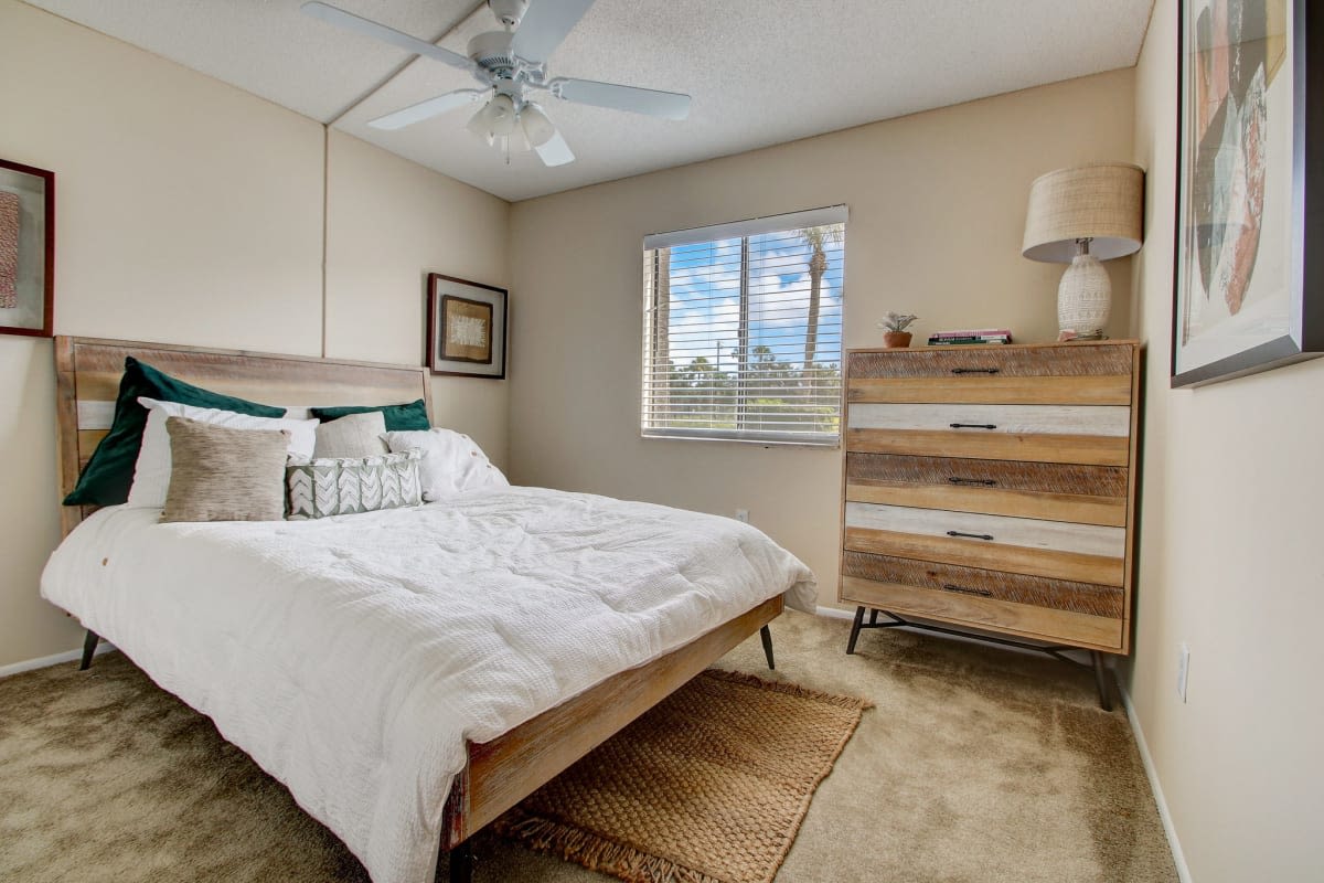 Apartment bedroom at Derby Park Apartments in Daytona Beach, Florida