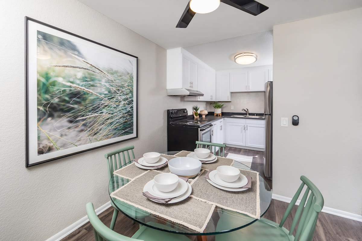 Residents enjoying the private balcony at Boulder Creek in Riverside, California