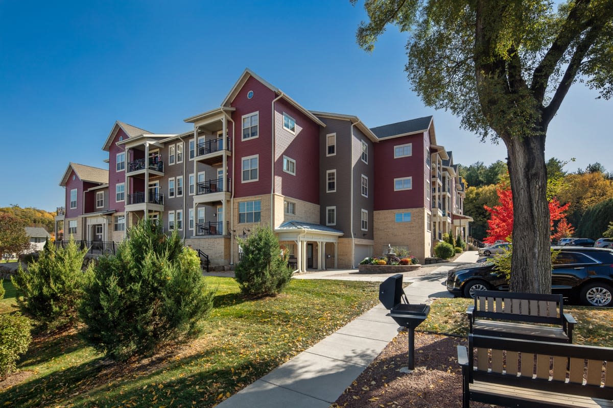 Courtyard  at Mill Creek Apartments in Cross Plains, Wisconsin