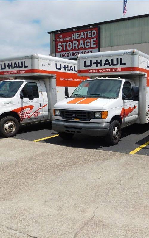 U-Haul trucks at Stor-Room Mini Storage in Portland, Oregon