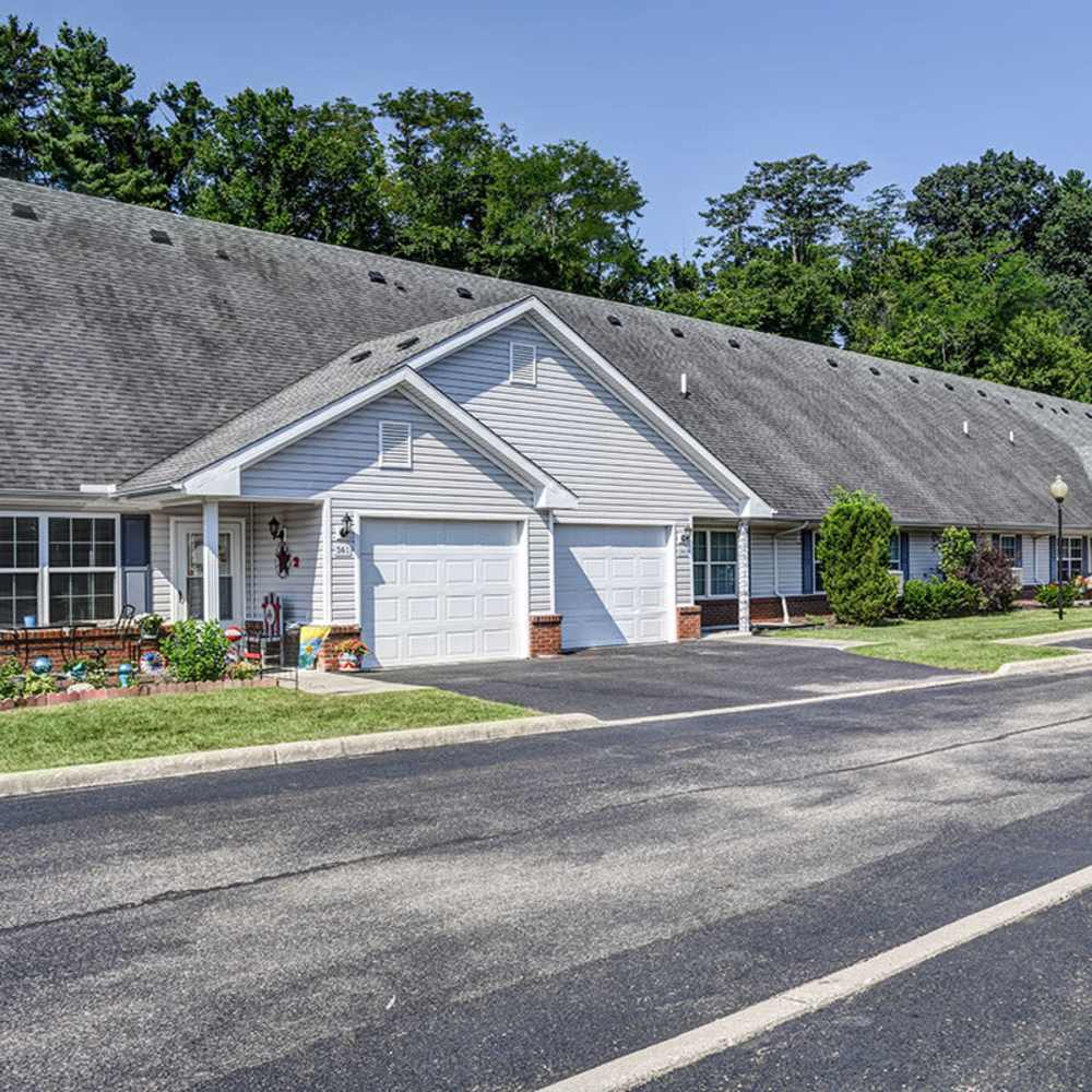 Single-story buildings with garages at Clover Ridge in McConnelsville, Ohio