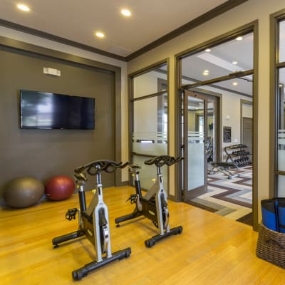 Spacious and well-equipped onsite fitness center at 17 Barkley in Gaithersburg, Maryland