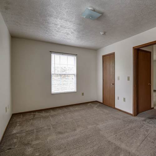 Apartment bedroom at Greene Gables in Ridgeley, West Virginia