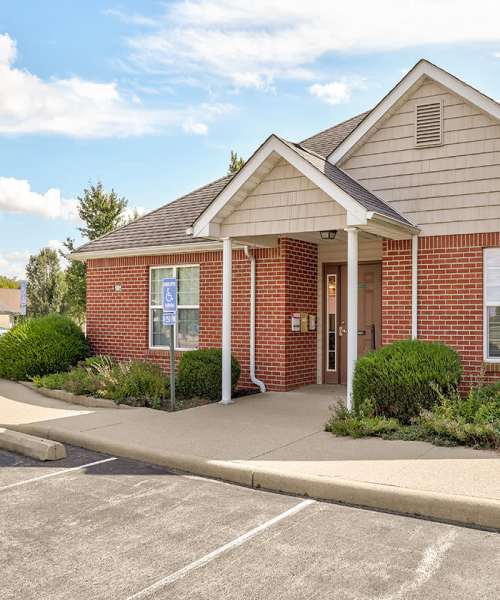 Exterior view of the car parking spaces at Heritage Greene in Washington Court House, Ohio