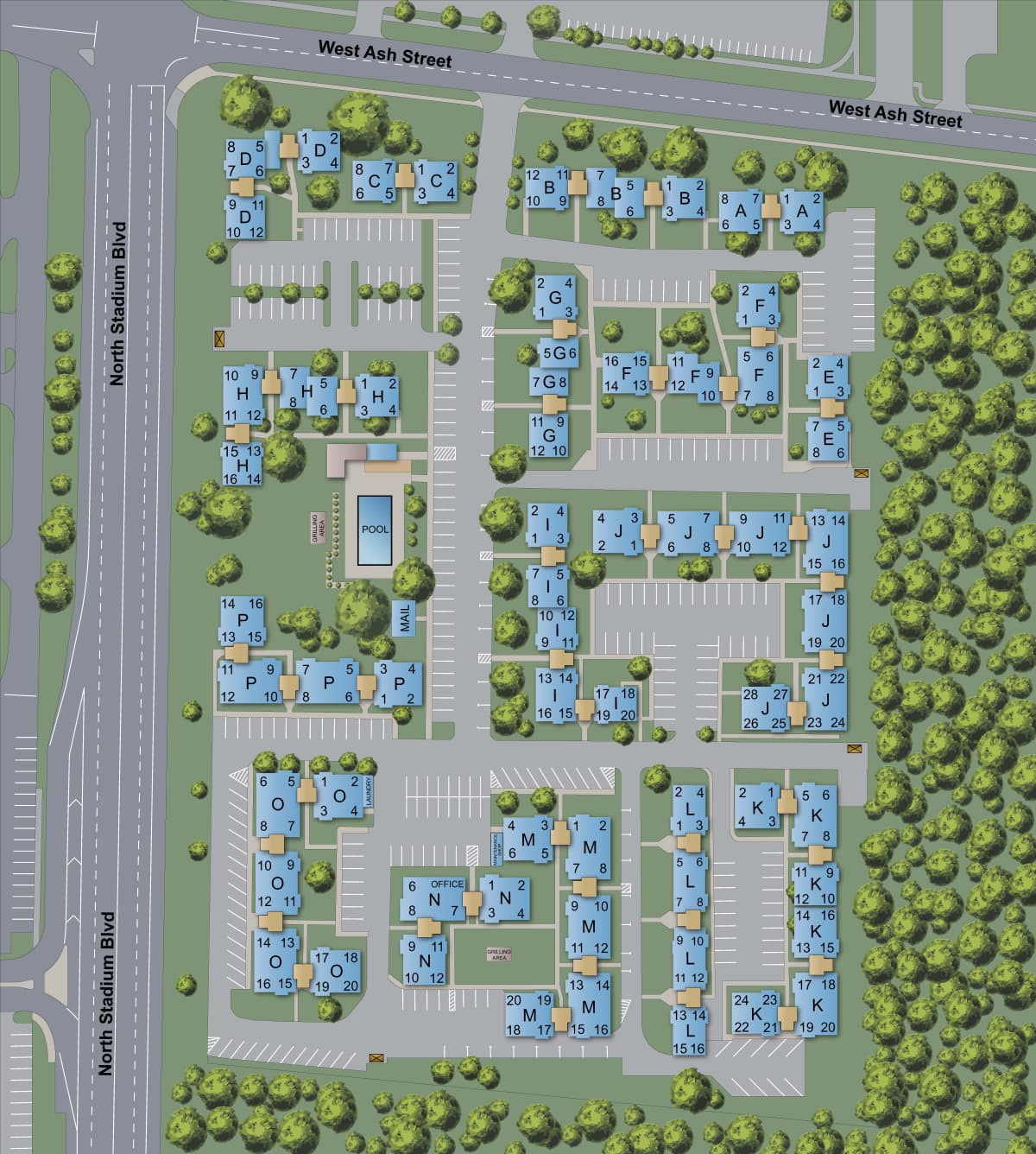 Site Map at Courtyard Apartments in Columbia, Missouri