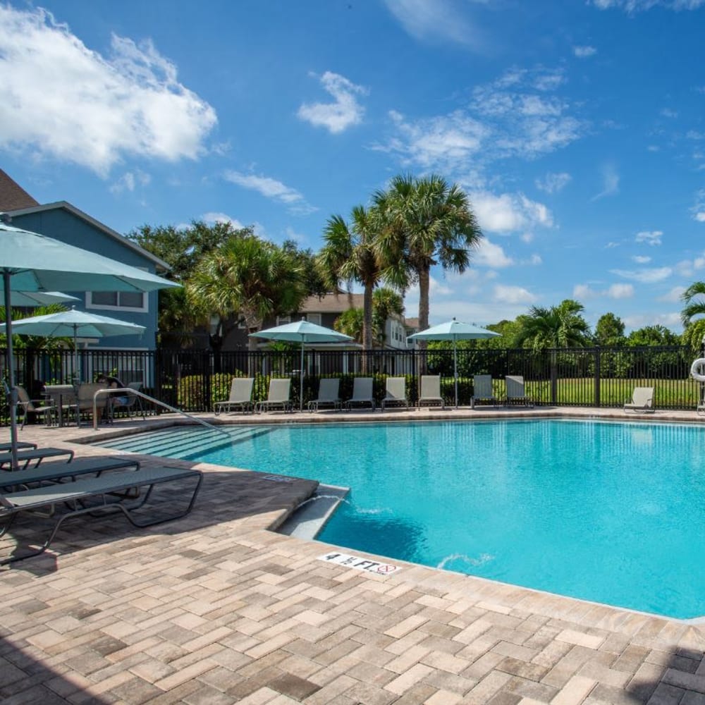 A luxury swimming pool at Calais Park Apartments in St Petersburg, Florida