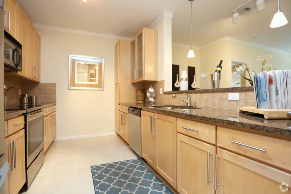 Kitchen with granite countertops at Berkeley Heights in Atlanta, Georgia