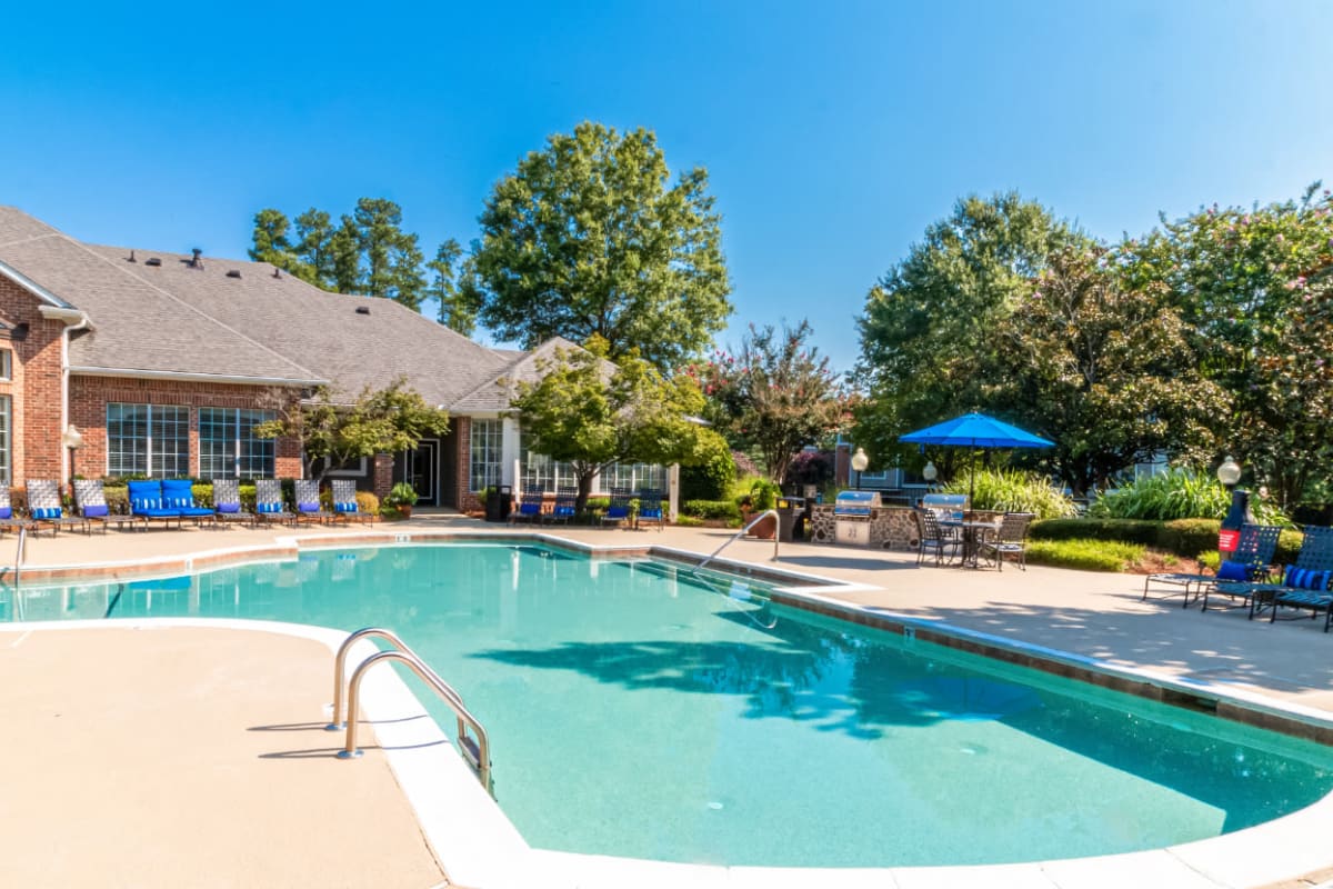Deep end of pool in front of clubhouse at Marquis of Carmel Valley in Charlotte, North Carolina