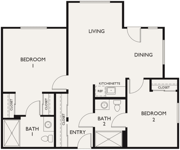 Assisted Living Two Bedroom at The Commons on Thornton in Stockton, California