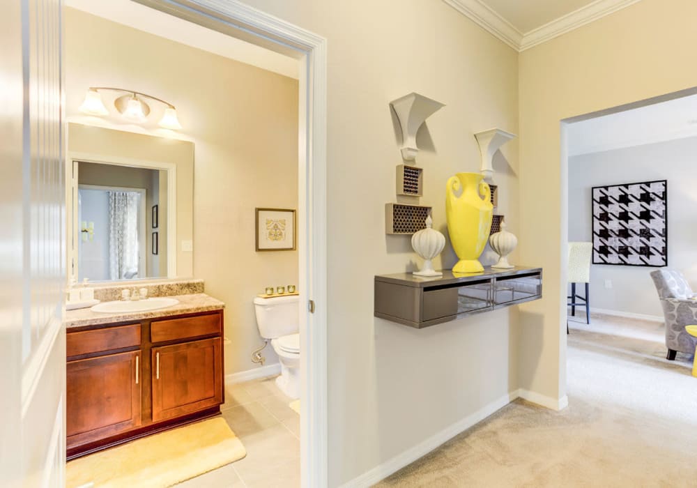 Spacious bathrooms at Amberton at Stonewater in Cary, North Carolina