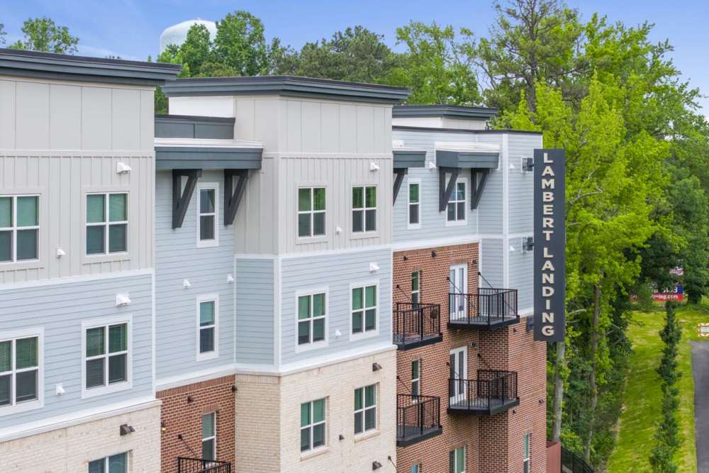 Apartment building sign board at Lambert Landing II in Chester, Virginia