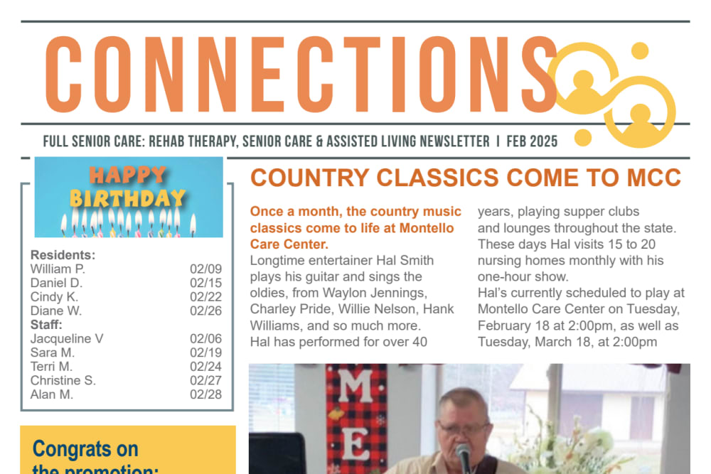 February 2025 Newsletter at Montello Care Center in Montello, Wisconsin