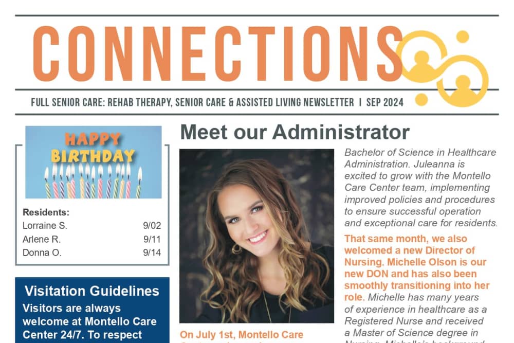 September 2024 Newsletter at Montello Care Center in Montello, Wisconsin