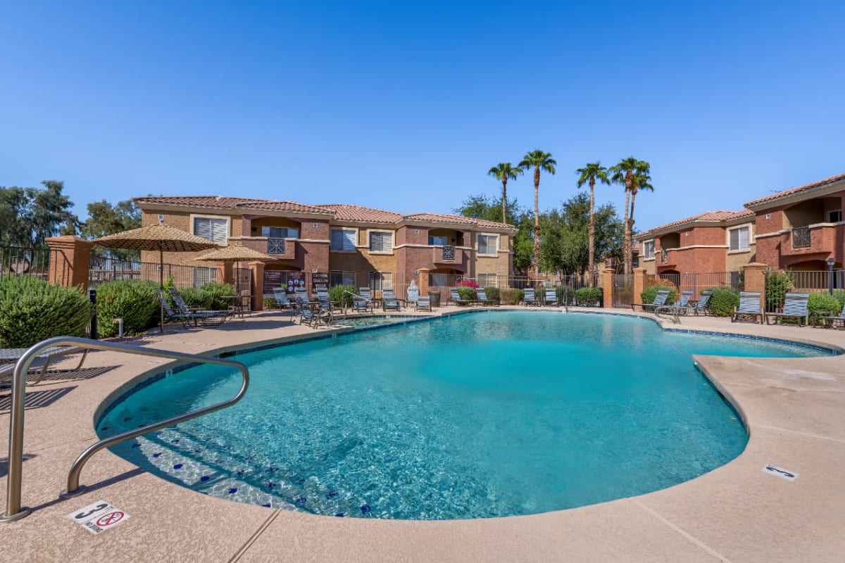 Refreshing and sparkling swimming pool at Alante at the Islands in Chandler, Arizona