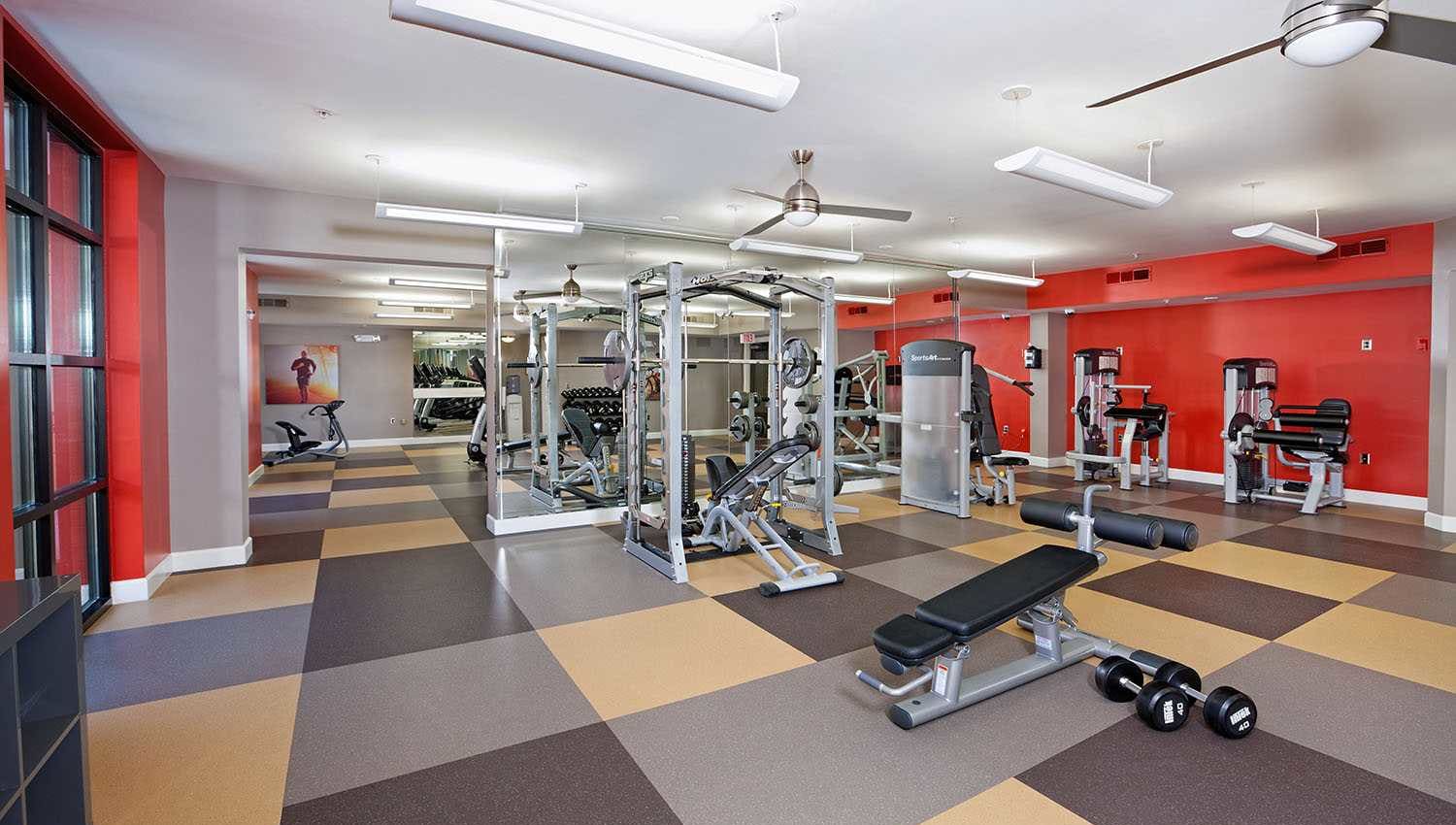 Variety of weight machines in the fitness center at Cielo in Charlotte, North Carolina