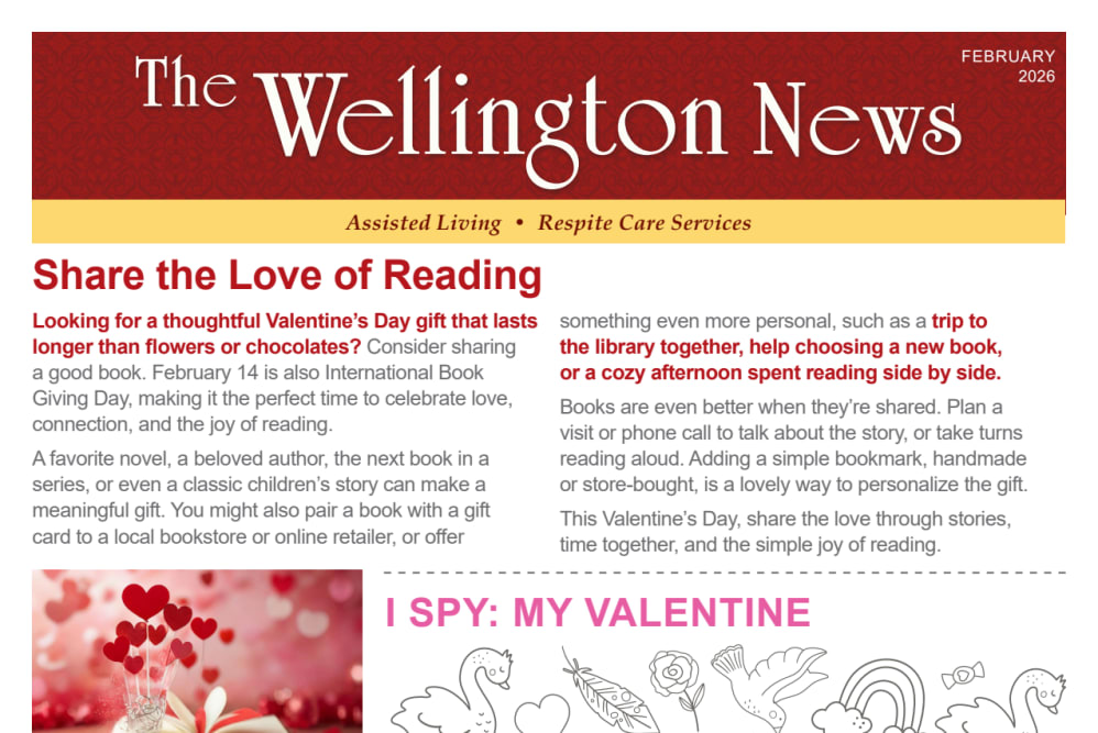 February 2026 Newsletter at Wellington Place at Biron in Wisconsin Rapids, Wisconsin