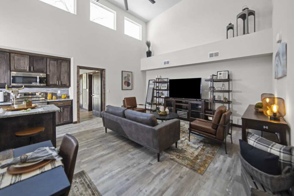 Living room at Settlers Trail Apartments in Lindale, Texas