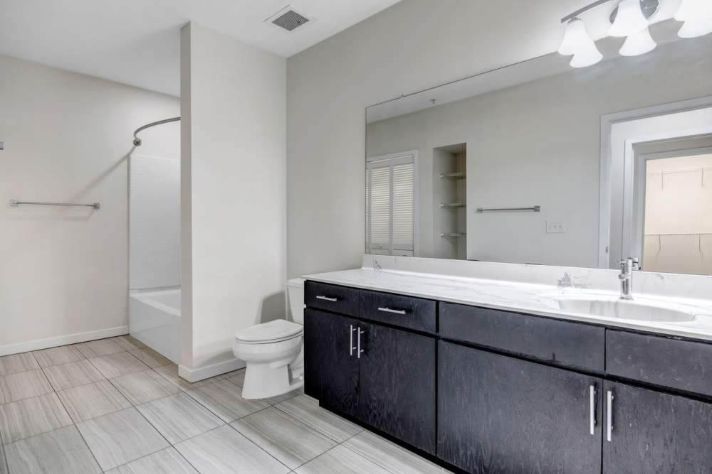 Bathroom with vanity unit at Citrus Run Apartments in Tampa, Florida