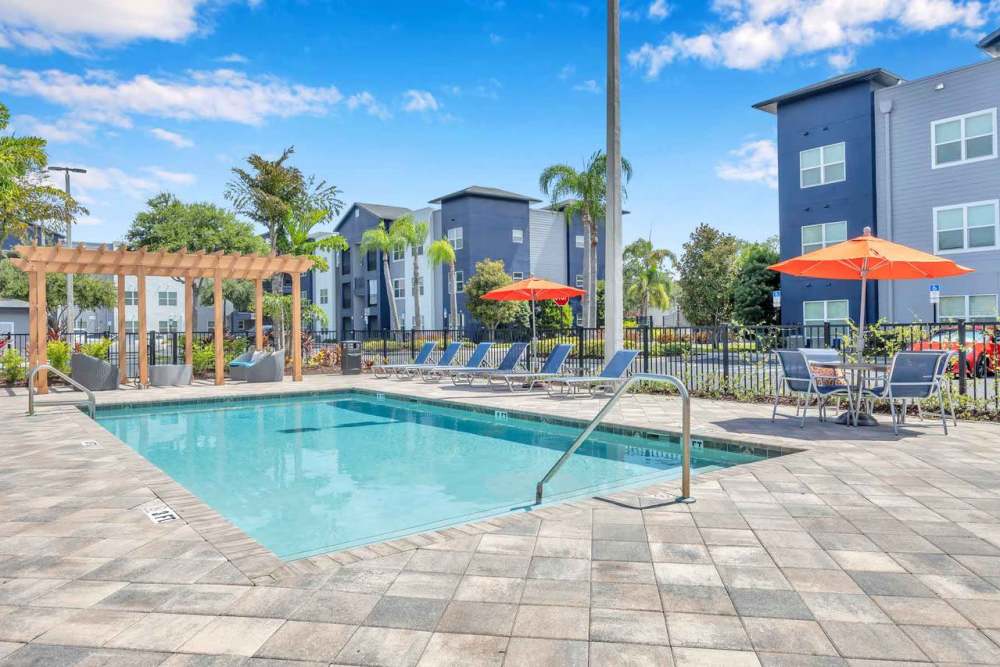 Sparkling pool water at Citrus Run Apartments in Tampa, Florida