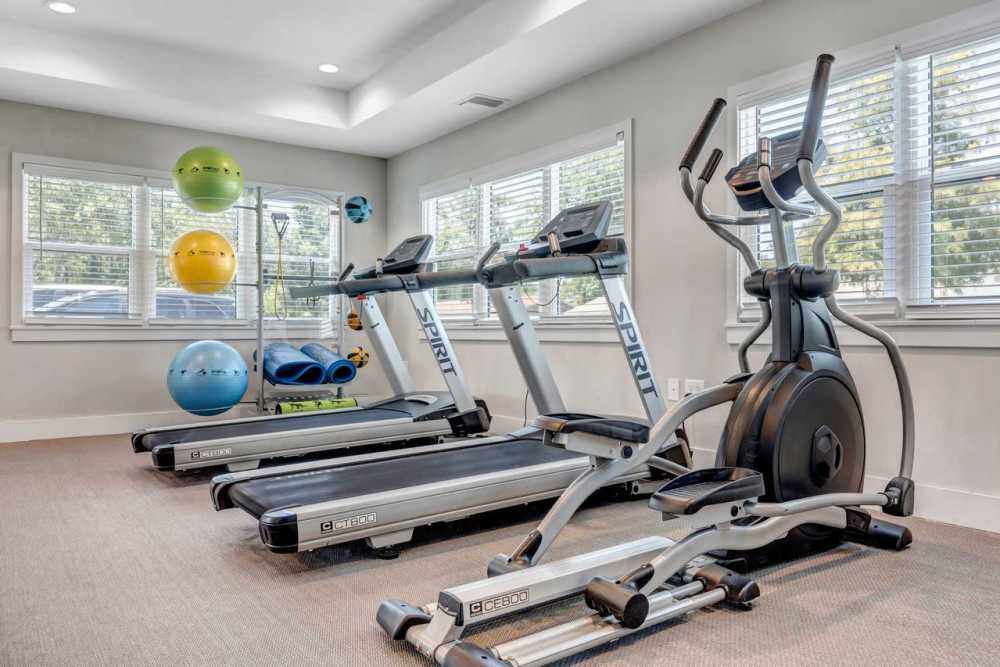 Fitness center with treadmills at Citrus Run Apartments in Tampa, Florida