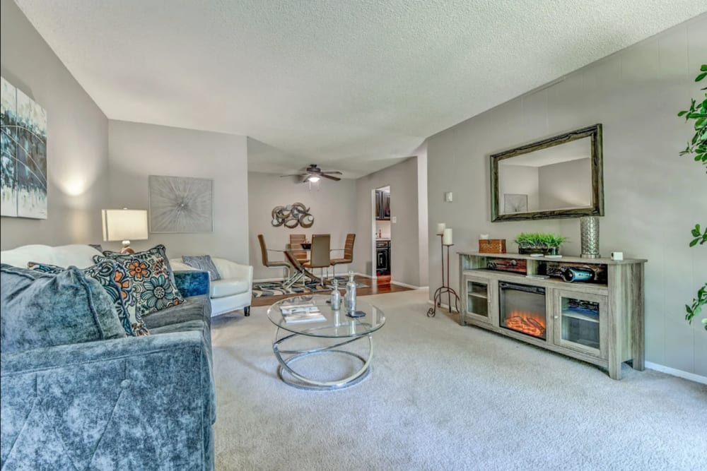 Living area of a beautiful apartment home at Park West Apartments in Griffith, Indiana