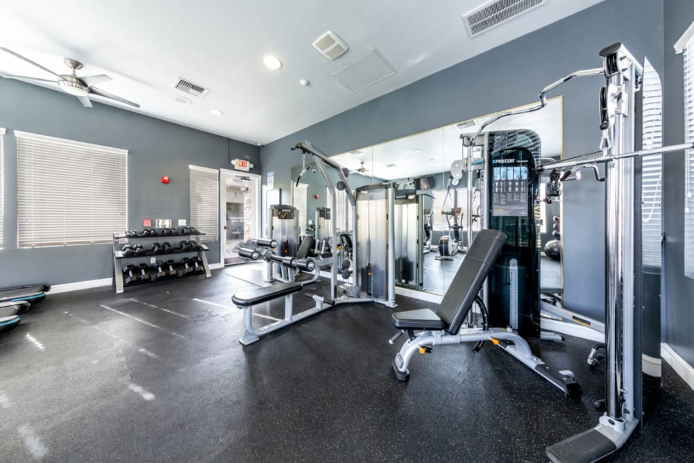 Fully equipped fitness center at The Fairmont at Willow Creek in Folsom, California