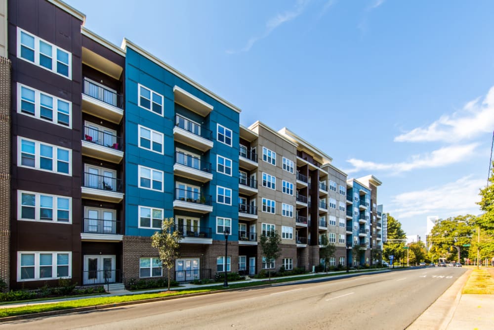 Outside of property from across the street at Marq Midtown 205 in Charlotte, North Carolina