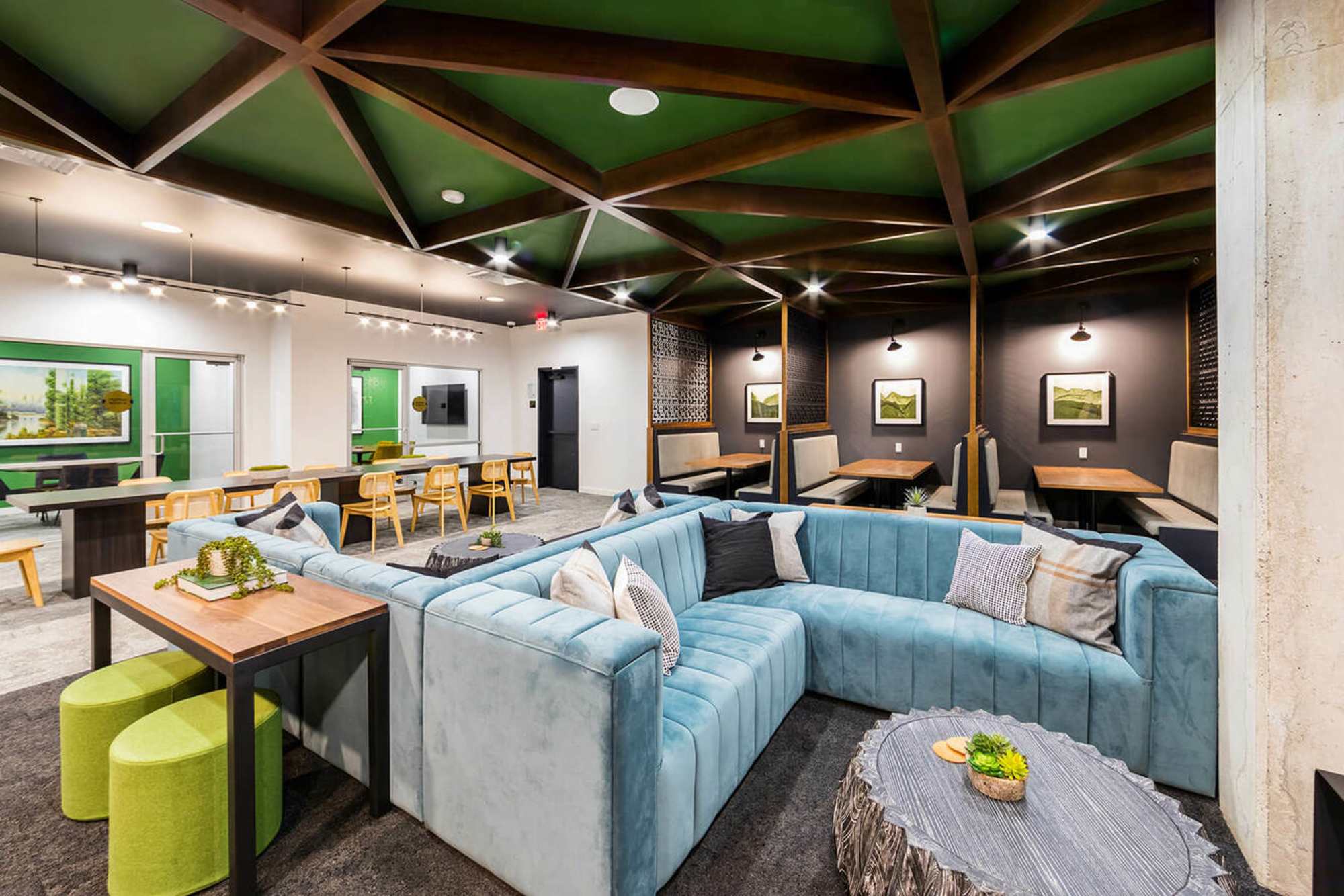 Social common space with sitting area at Radiate in Redmond, Washington