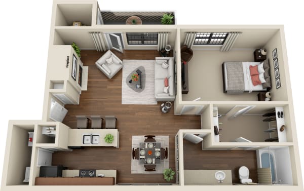 View 1 Bedroom Floor Plans at Mountain View Apartment Homes | Apartments in Colorado Springs, Colorado